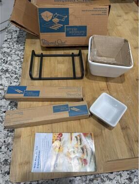 New Pampered Chef 4 Fondue W/Forks 7” Simple Additions Set & Accessories #1965 *